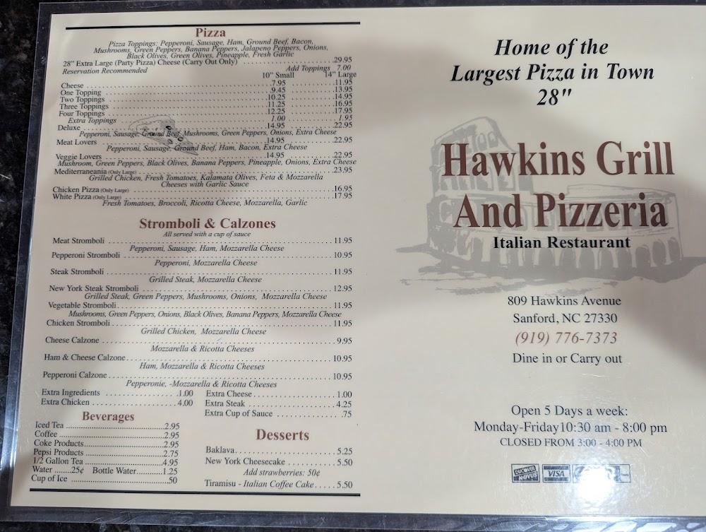 Hawkins Grill & Pizzeria Menu image 2