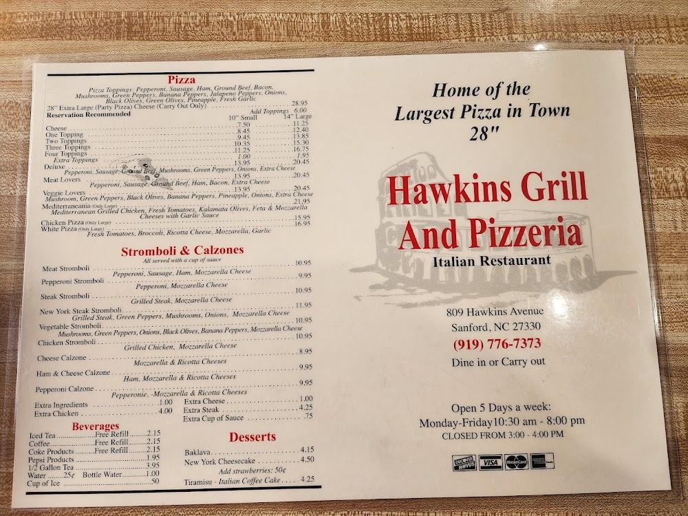 Hawkins Grill & Pizzeria Menu image 4